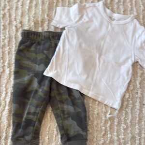 Cat & Jack White Tee and Camouflage Pants Set